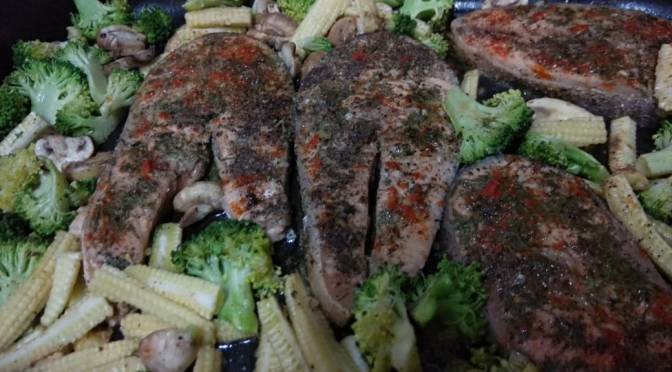 One pot-baked salmon and veggies